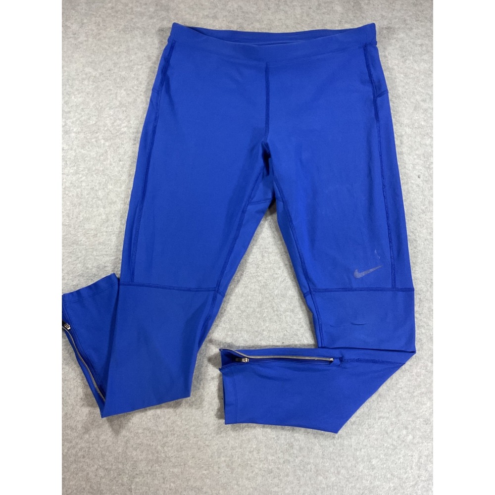 Nike Dri-FIT Running Tights Mens XL Blue Zipper Leggings 519985-493 2198